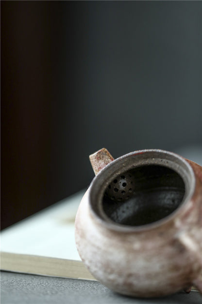 Gohobi Handmade Wooden-fired Pink Paint Teapot