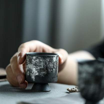 Gohobi Handmade Ceramic Silver Brushing Tea Cup