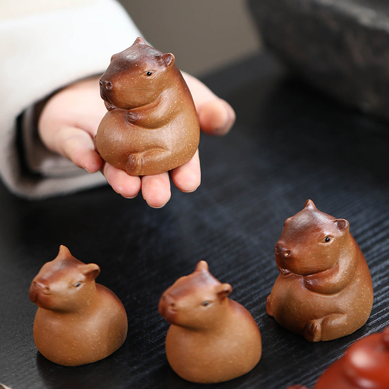 Gohobi Handmade Ceramic YiXing Clay Capybara Ornament Tea pet