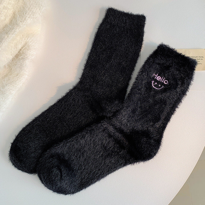 Gohobi Hello Smiling Mink Fleece Socks