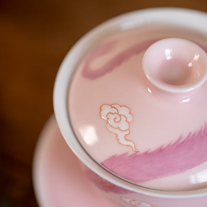 Gohobi Hand-painted Pink Dragon Gaiwan