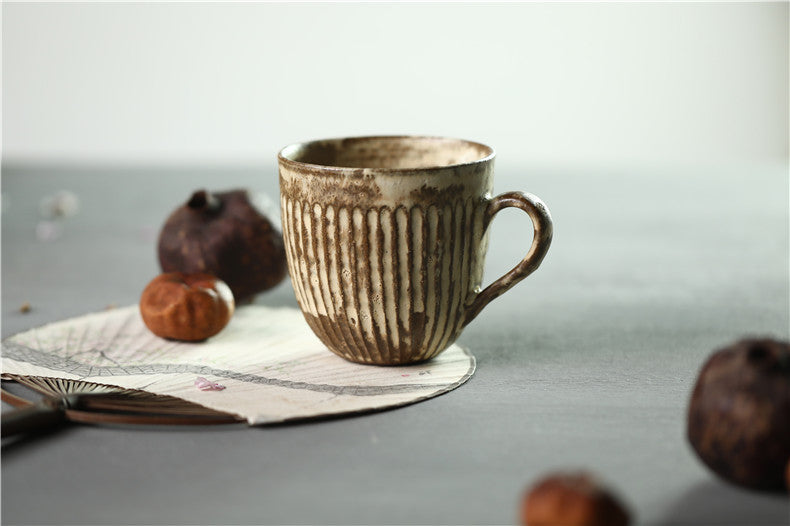 Gohobi Handmade White Brown Ceramic Coffee Cup Mug