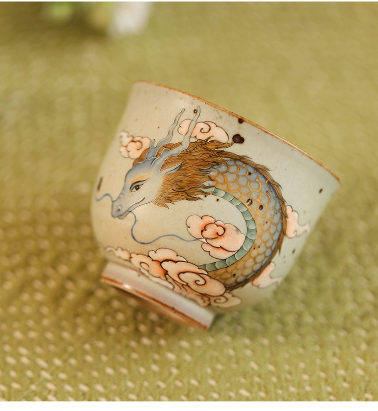 Gohobi Hand-painted Blue Dragon Ceramic Tea Cup