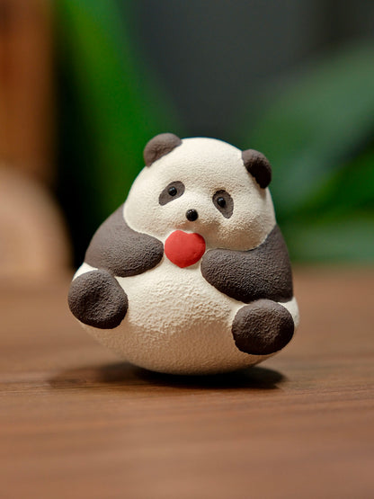 Gohobi Handcrafted Ceramic Giant Panda Tumbler Tea Pet Ornament