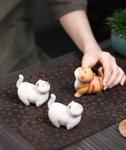 Gohobi Handmade Ceramic YiXing Clay Cat Ornament Tea pet