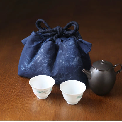 Gohobi Large Dyed Fabric Teaware Storage Travel Bag