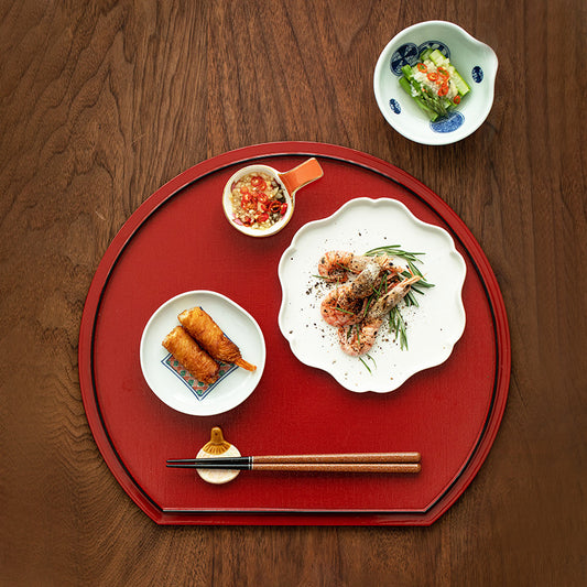 Gohobi Japanese Resin Half-Moon Dinner Plate Decorative Tray
