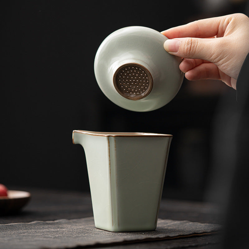 Gohobi Tianqing Ru Kiln Ceramic Tea Filter Set Tea Strainer