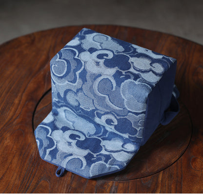 Gohobi Large Blue Wave Pattern Teaware Storage Travel Bag