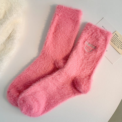 Gohobi Hello Smiling Mink Fleece Socks