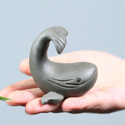 Gohobi Handmade Ceramic YiXing Clay Whale Ornament Tea pet