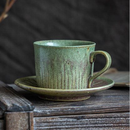 Gohobi Handmade Glaze-changed Japanese Stoneware Coffee Mug and Saucer Set