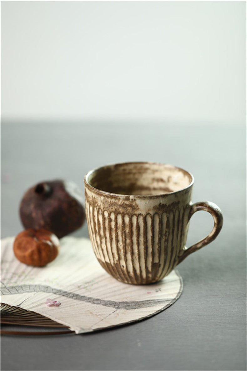 Gohobi Handmade White Brown Ceramic Coffee Cup Mug