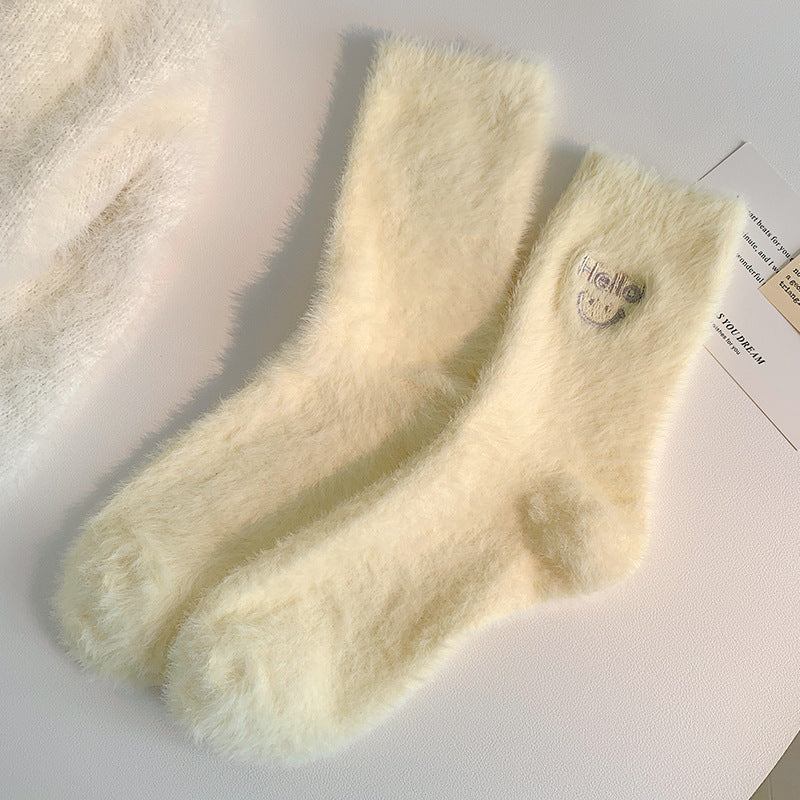 Gohobi Hello Smiling Mink Fleece Socks