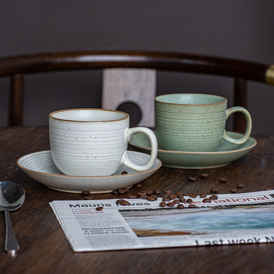 Ensemble tasse à café et soucoupe en grès japonais vintage fait main Gohobi