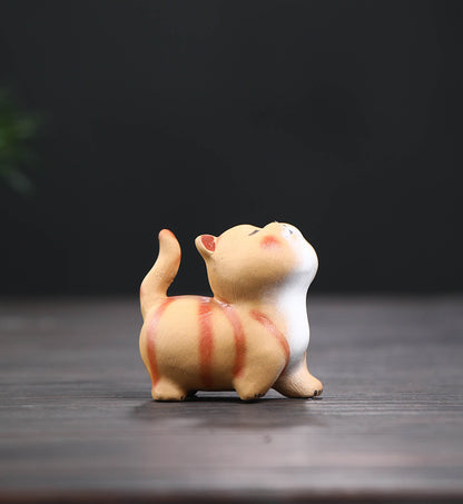 Gohobi Handmade Ceramic YiXing Clay Cat Ornament Tea pet