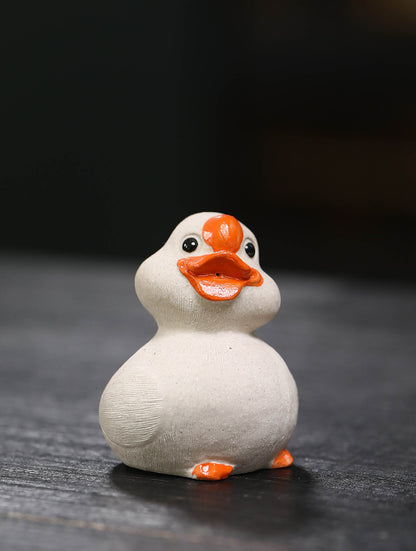 Gohobi Handmade Ceramic YiXing Clay White Duck Ornament Tea pet