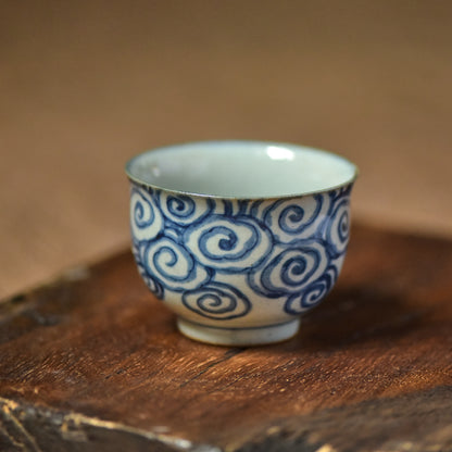 Gohobi Hand-painted Vintage Style Blue and White Dragon Gaiwan  Hohin Teapot