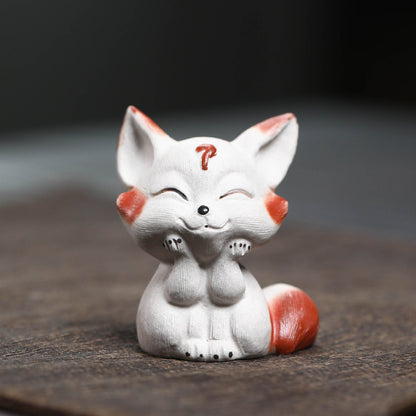 Gohobi Handmade Ceramic YiXing Clay Fox Ornament Tea pet