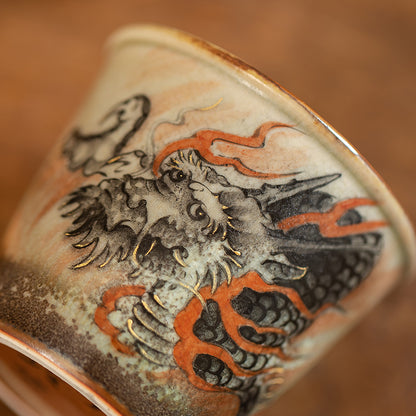 Gohobi Hand-painted Ink Dragon Ceramic Tea Cup