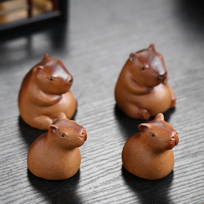 Gohobi fait à la main en céramique YiXing Clay Capybara Ornement Tea pet