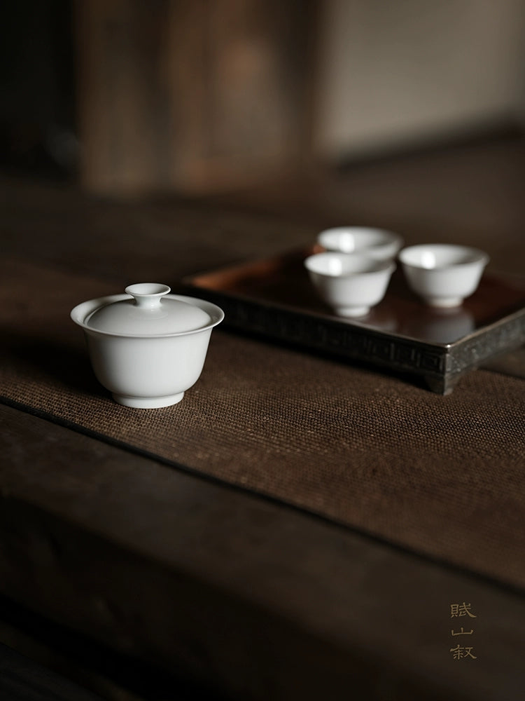 [賦山敘 x Gohobi] Jingdezhen Handmade Tea Testing Blue and White Jade Ceramic Gaiwan