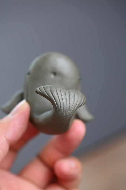 Gohobi Handmade Ceramic YiXing Clay Whale Ornament Tea pet