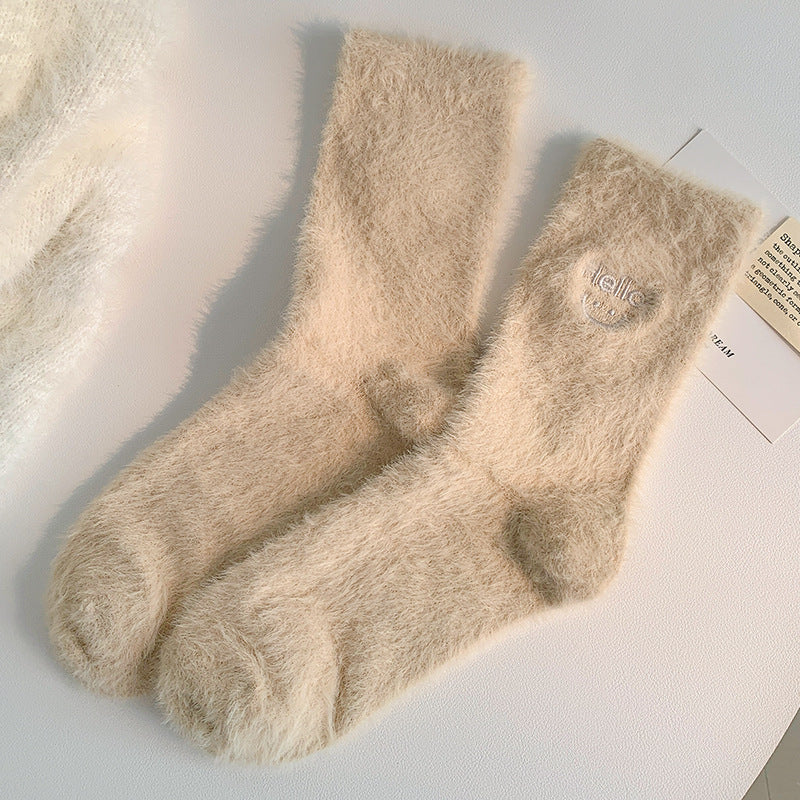 Gohobi Hello Smiling Mink Fleece Socks