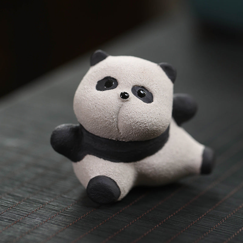 Gohobi Handmade Ceramic YiXing Clay Gongfu Panda Ornament Tea pet