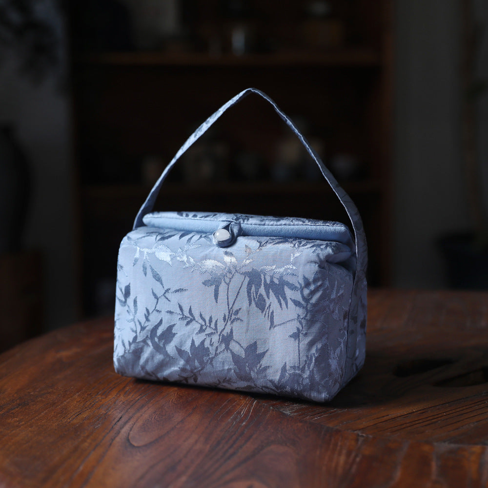 Grand sac de voyage pour le rangement des théières Gohobi bleu et rose