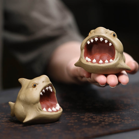 Gohobi Handmade Ceramic YiXing Clay Shark Fish Ornament Tea pet