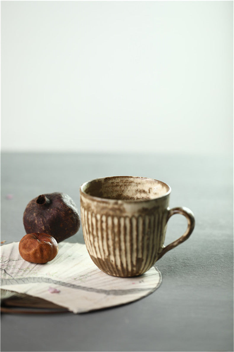 Gohobi Handmade White Brown Ceramic Coffee Cup Mug