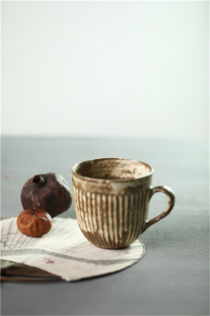 Gohobi Handmade White Brown Ceramic Coffee Cup Mug