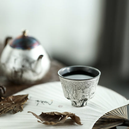 Gohobi Tasse à thé en céramique faite à la main en argent forgé