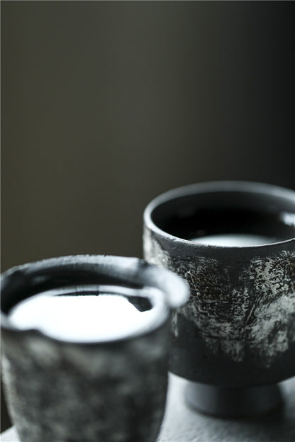 Gohobi Handmade Ceramic Silver Brushing Tea Cup