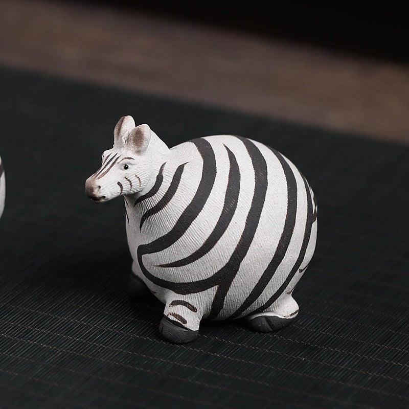 Gohobi Handmade Ceramic YiXing Clay Zebra Ornament Tea pet