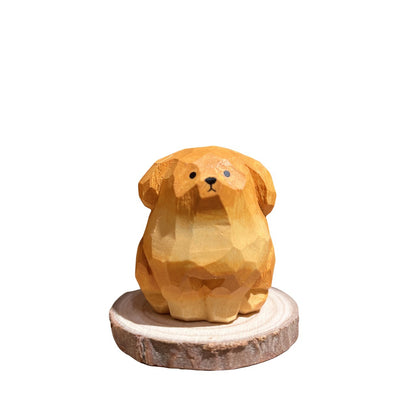 Gohobi Handmade Wooden Golden Hair Dog Ornament