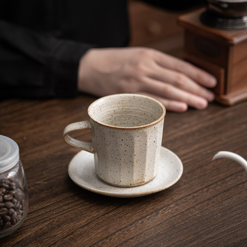 Ensemble de tasses à café en céramique de style japonais avec soucoupes, tasse à produit unique, tasse à eau bouillante imitation bois de chauffage faite à la main, tasse à café infusée à la main