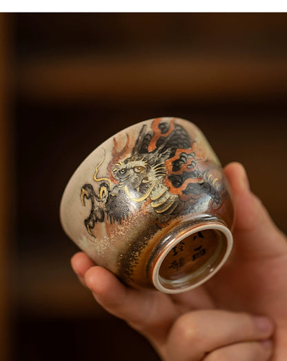 Gohobi Hand-painted Ink Dragon Ceramic Tea Cup