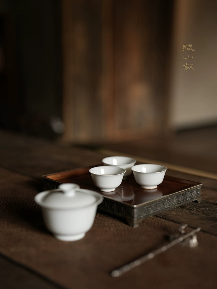 [賦山敘 x Gohobi] A Set of 3 Jingdezhen Jade White Standard Testing Cups 35ml