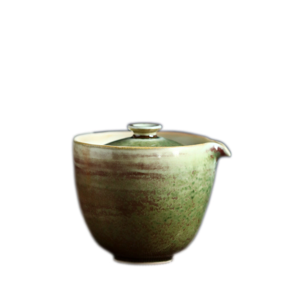 Gohobi Retro Handmade Soda Glaze Green Gaiwan Tea Bowl  Hohin Teapot