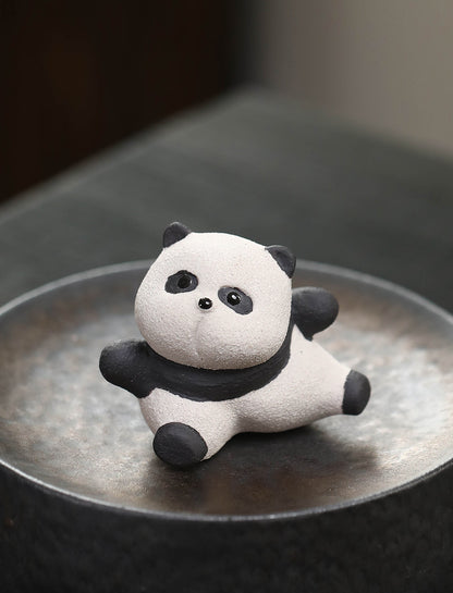 Gohobi Handmade Ceramic YiXing Clay Gongfu Panda Ornament Tea pet