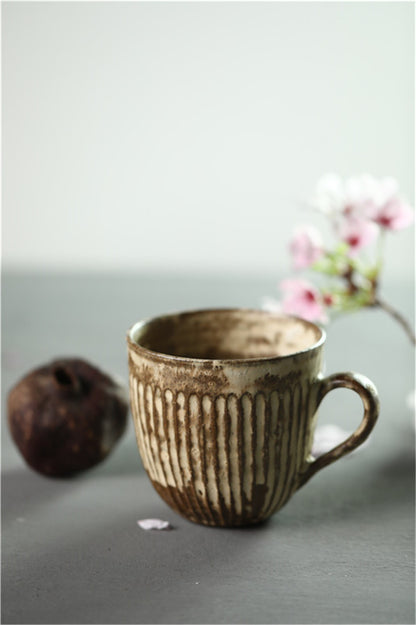 Gohobi Handmade White Brown Ceramic Coffee Cup Mug