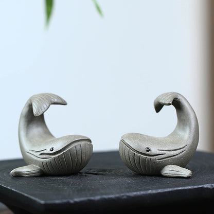 Gohobi Handmade Ceramic YiXing Clay Whale Ornament Tea pet