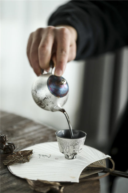 Gohobi Tasse à thé en céramique faite à la main en argent forgé