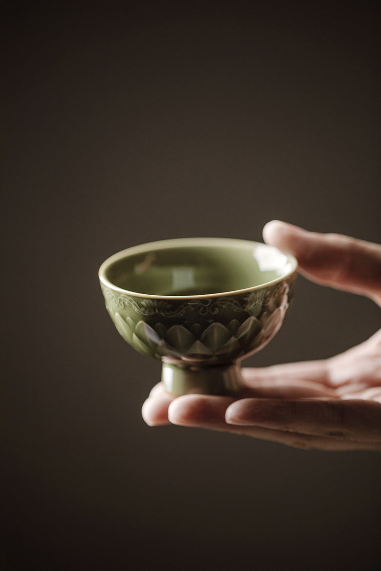 Gohobi Handmade Green Fish-scale Ceramic Tea Cup