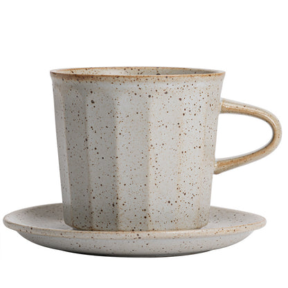 Ensemble de tasses à café en céramique de style japonais avec soucoupes, tasse à produit unique, tasse à eau bouillante imitation bois de chauffage faite à la main, tasse à café infusée à la main