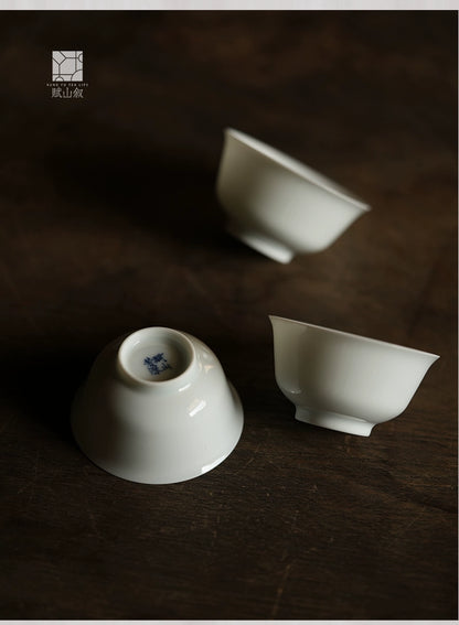 [賦山敘 x Gohobi] A Set of 3 Jingdezhen Jade White Standard Testing Cups 35ml