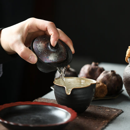 Gohobi Handmade Silver Snowflake Black Gaiwan