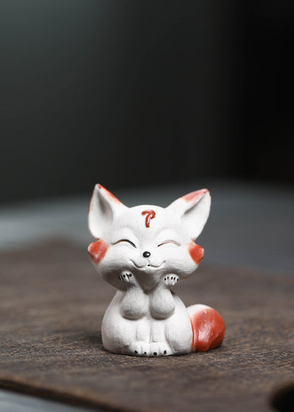 Gohobi Handmade Ceramic YiXing Clay Fox Ornament Tea pet